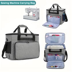 premium sewing machine carrying case, padded storage bag with accessory organizer, stylish travel tote for sewing supply