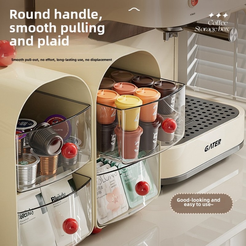 Desktop Coffee Organizer, Corner Tea Bag Storage Box, Drawer Sle Office Tea Rack