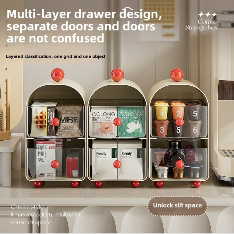 Desktop Coffee Organizer, Corner Tea Bag Storage Box, Drawer Sle Office Tea Rack