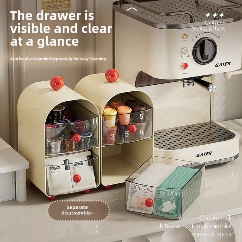 Desktop Coffee Organizer, Corner Tea Bag Storage Box, Drawer Sle Office Tea Rack