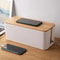 Creative Bamboo Wood Cover Cable Management Box, Power Cord Storage, Plug Board Organizer for Home, Office