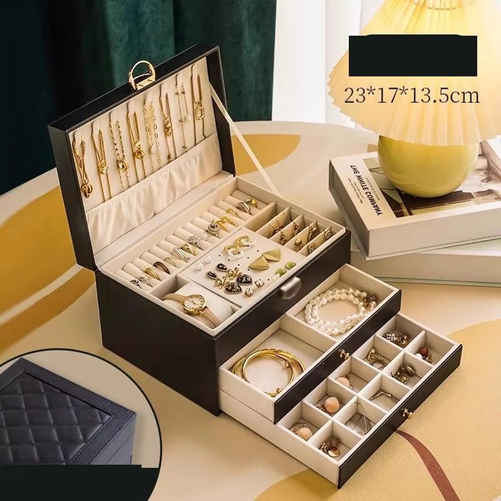 Large Capacity MultiLayer Jewelry Storage Box HighEnd Exquisite Necklace Earrings Gold Jewelry Box 12