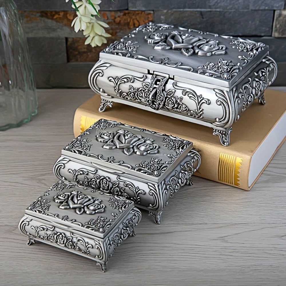 Creative Jewelry Storage Box, High-end Large Capacity Jewelry Box, Three-dimensional Lock Buckle Art Box