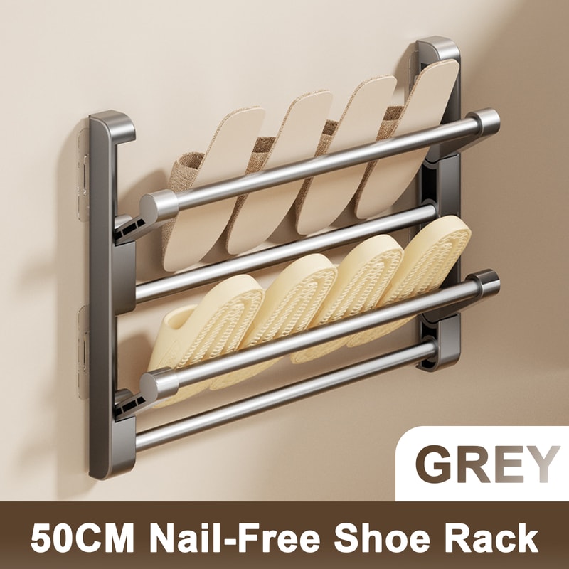 WallMounted Shoe Rack Organizer Bathroom Slippers Hook Holder Simple Drying Rack For Shoes And Slip