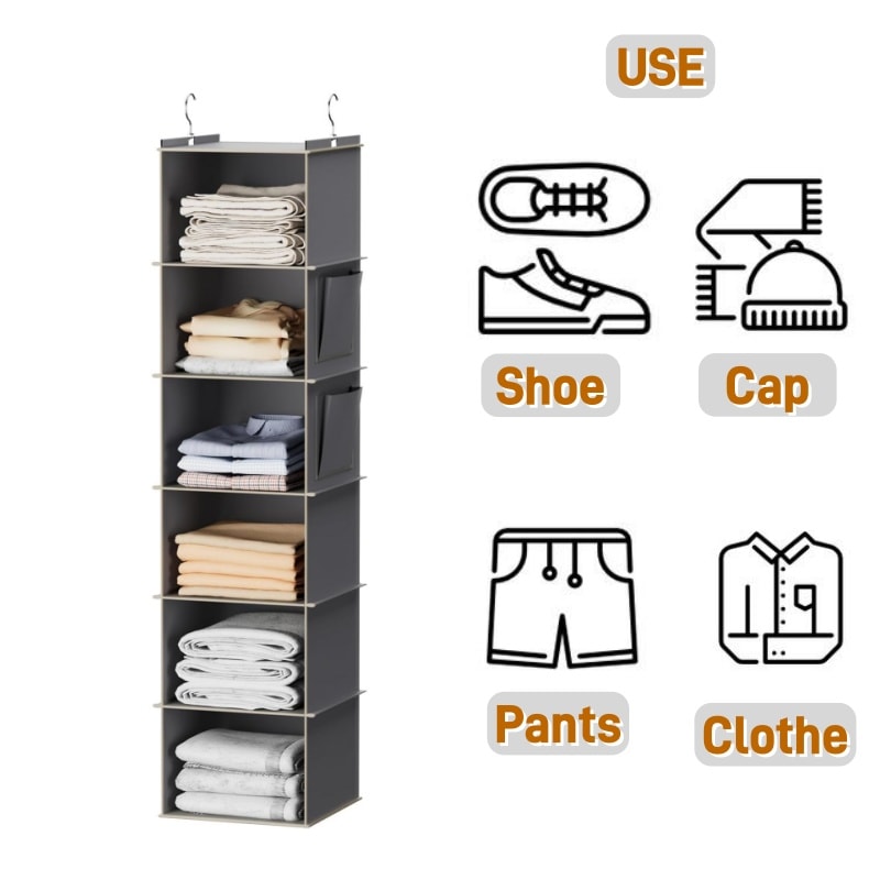 Foldable Shelf Hanging Closet Organizer And Storage Closet Hanging Storage Shelves With Hooks Shoe 1