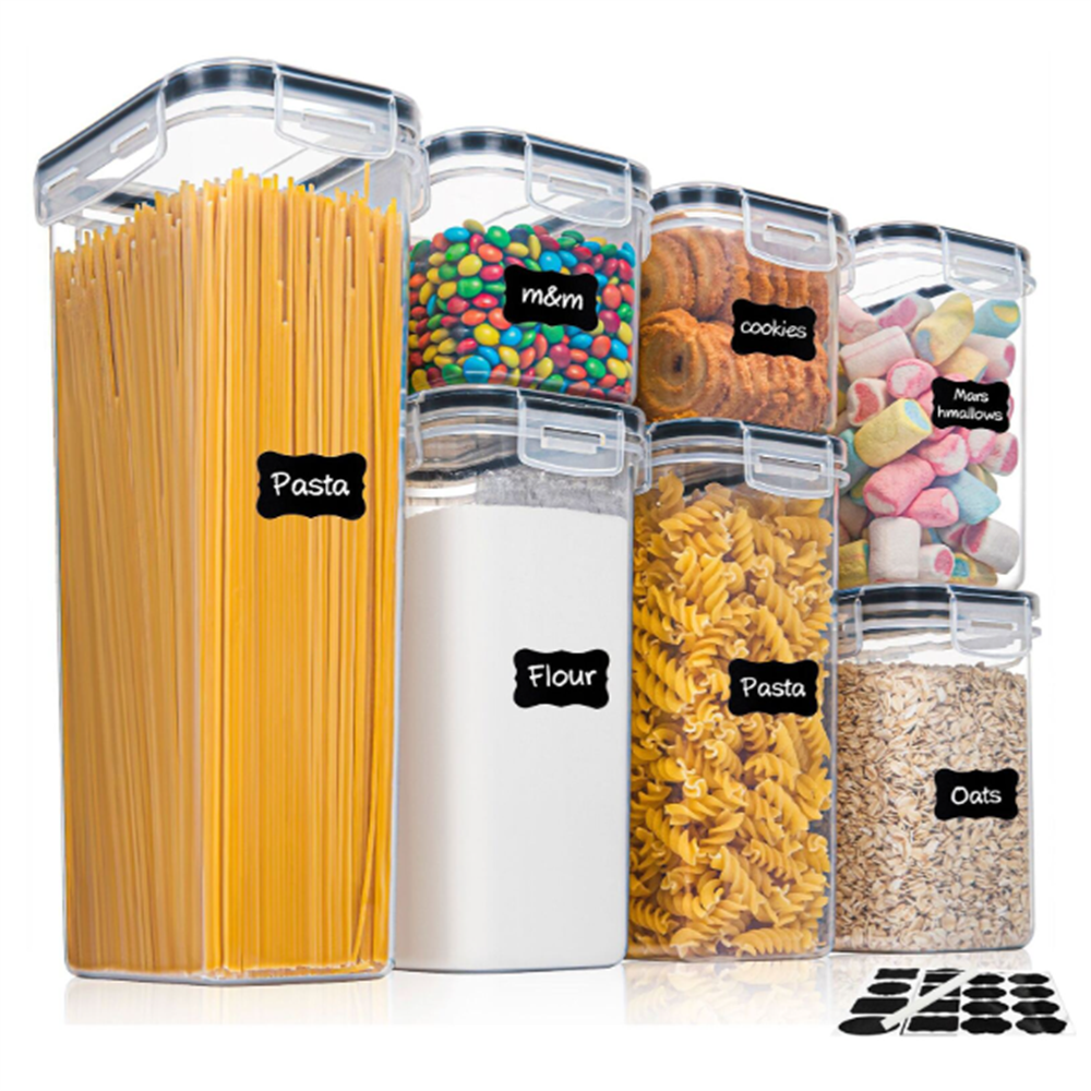 Kitchen BPA Free Airtight Storage Box Food Containers Set, Plastic Food Containers with Stickers and Marker Pen,