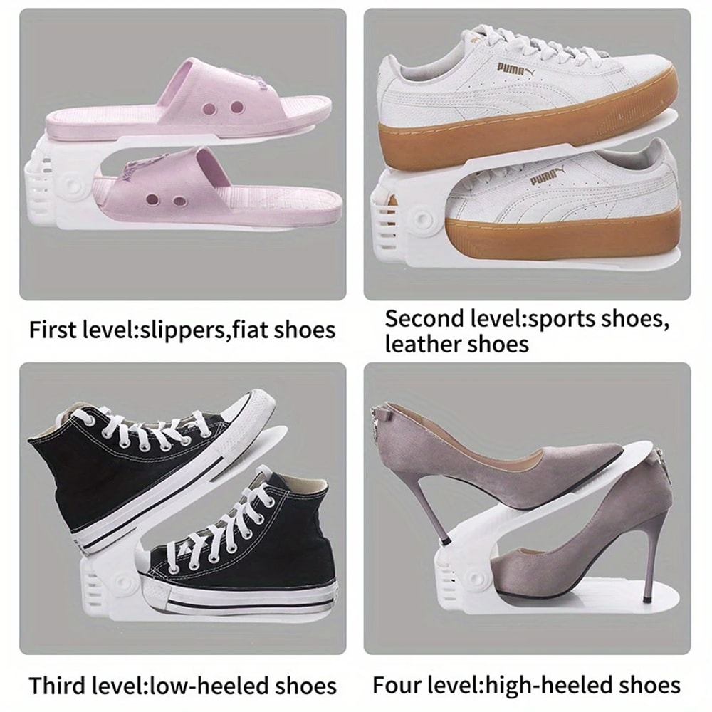 Modern Shoe Rack DoubleLayer Adjustable Plastic Shoe Storage Rack Home Living Room Organizer 2