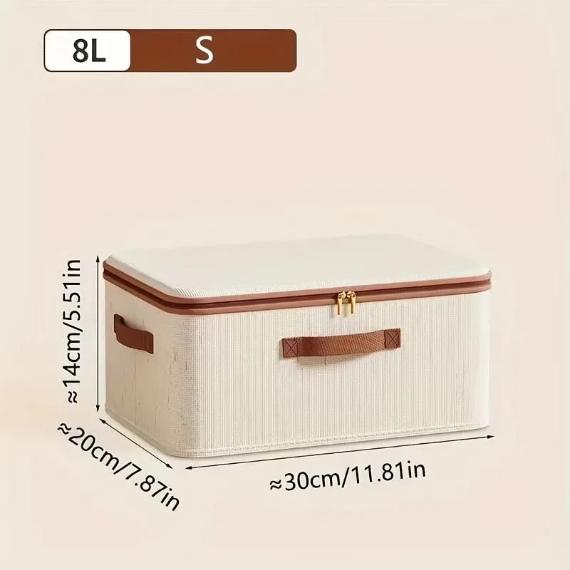 Heavyduty Hard Shell Cotton Linen Zipper Storage Box With Lid Large Household Storage Box For Cloth 4