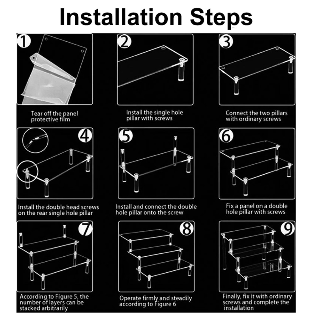 Layer Acrylic Display Stand, Transparent Storage Shelf for Cupcake Perfume Doll, Durable Display Rack, Trapezoidal Blind