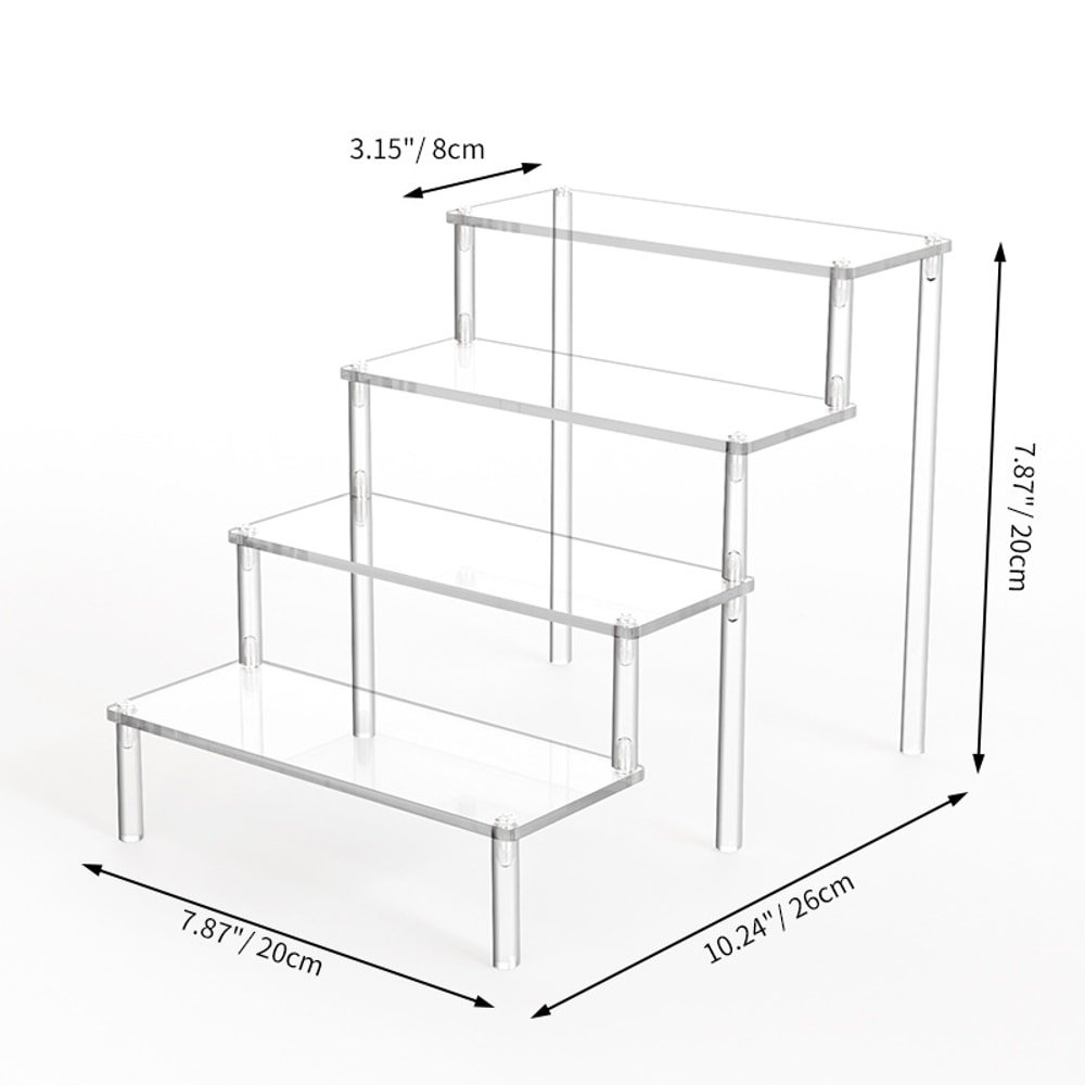 Layer Acrylic Display Stand, Transparent Storage Shelf for Cupcake Perfume Doll, Durable Display Rack, Trapezoidal Blind