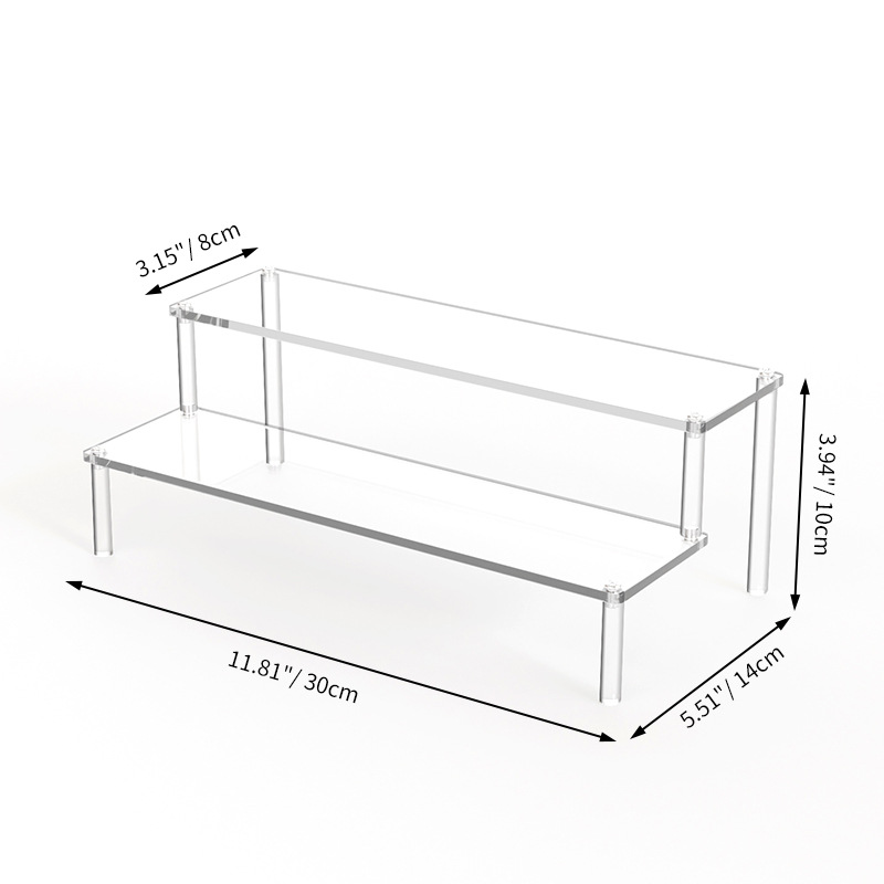 Layer Acrylic Display Stand, Transparent Storage Shelf for Cupcake Perfume Doll, Durable Display Rack, Trapezoidal Blind