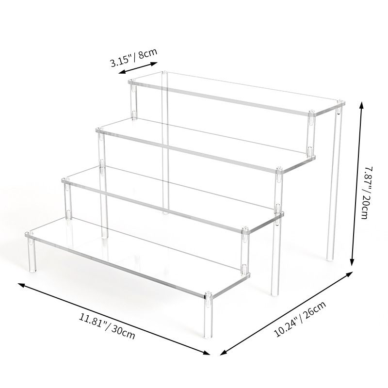 Layer Acrylic Display Stand, Transparent Storage Shelf for Cupcake Perfume Doll, Durable Display Rack, Trapezoidal Blind