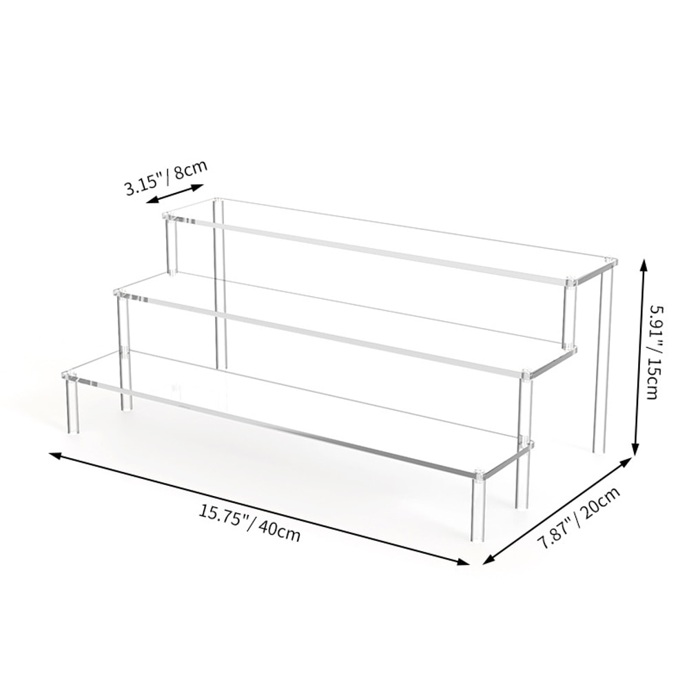 Layer Acrylic Display Stand, Transparent Storage Shelf for Cupcake Perfume Doll, Durable Display Rack, Trapezoidal Blind