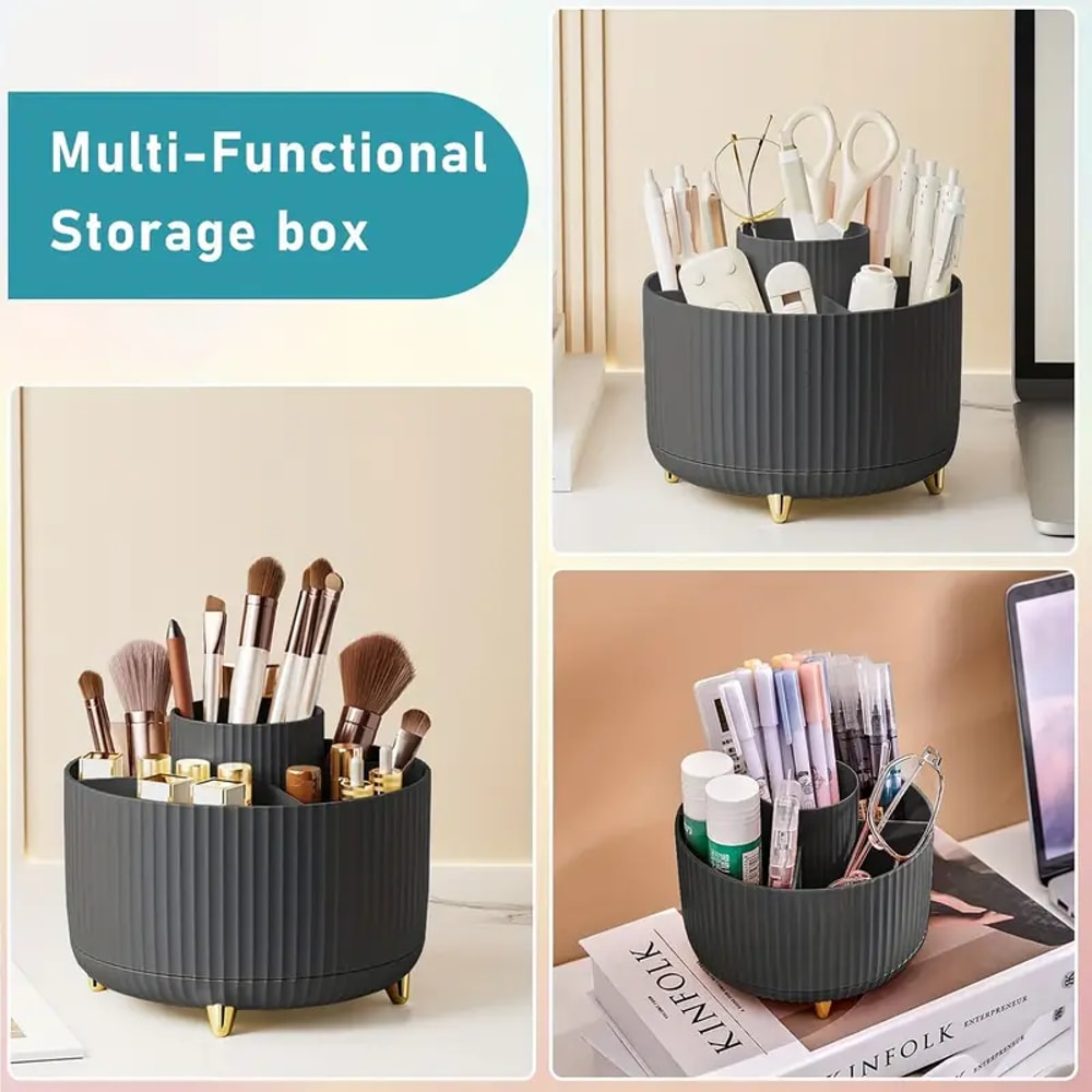 Rotating Makeup Brushes Holder Slot Organizer For Vanity Desktop Bathroom MultiFunctional Desk Stor 4