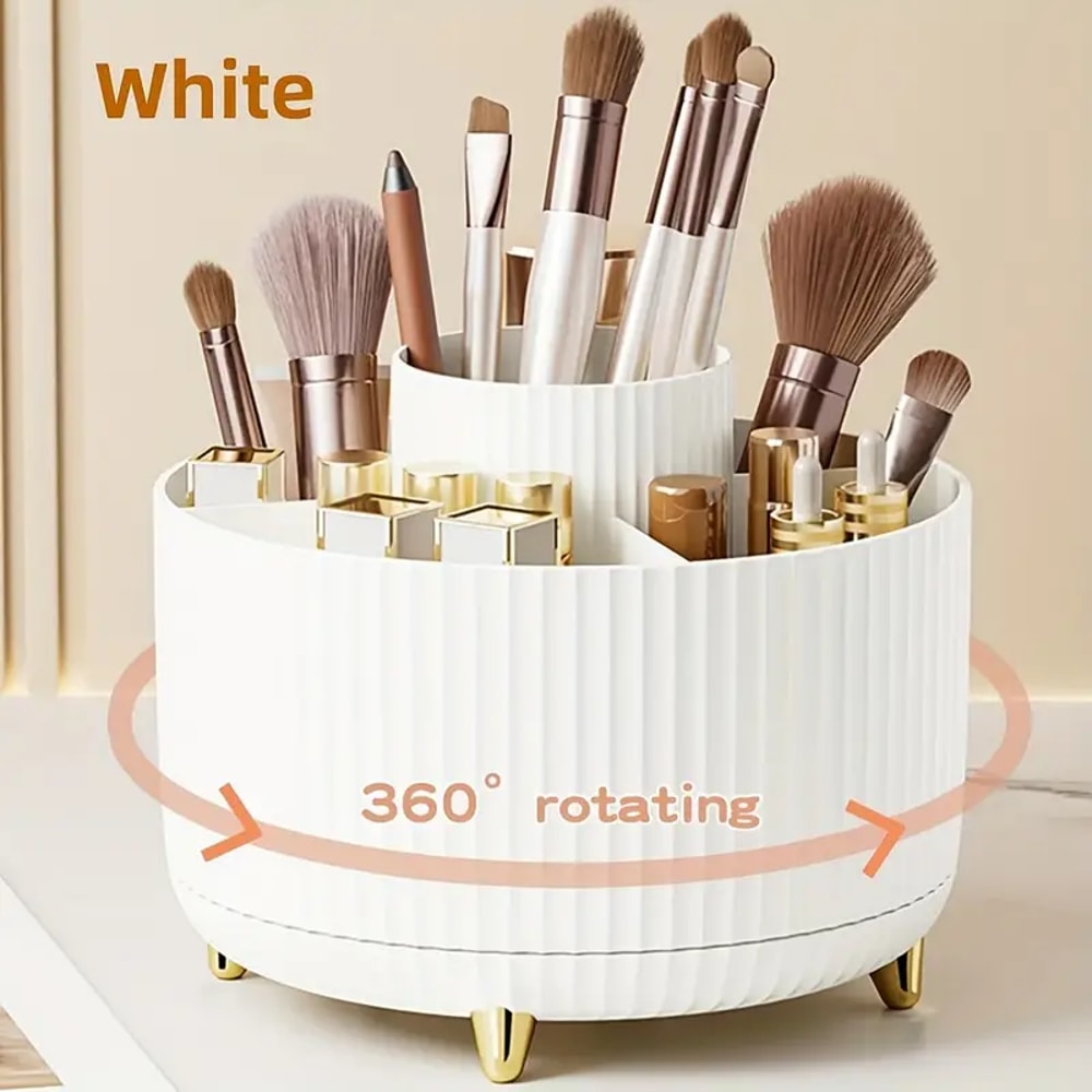 Rotating Makeup Brushes Holder Slot Organizer For Vanity Desktop Bathroom MultiFunctional Desk Stor 11