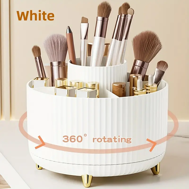 Rotating Makeup Brushes Holder Slot Organizer For Vanity Desktop Bathroom MultiFunctional Desk Stor 11
