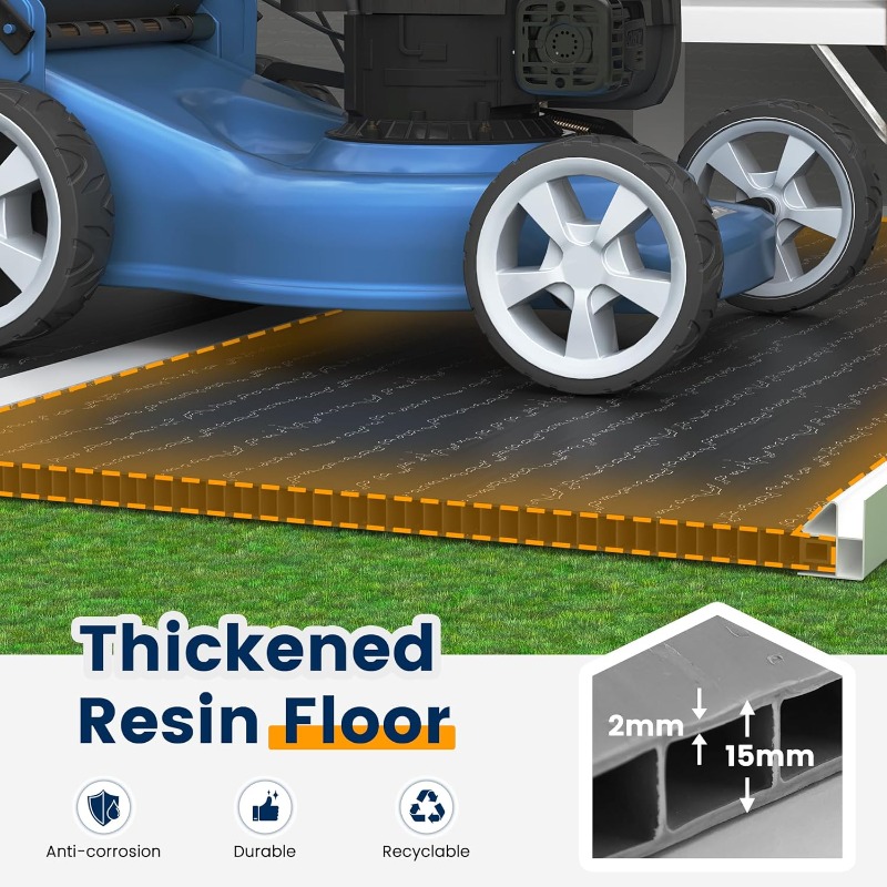 Storage Shed Resin Outdoor Garden Shed with Floor, Lockable Door Outdoor Storage, Patio Storage for Tools, Bike, Lawn