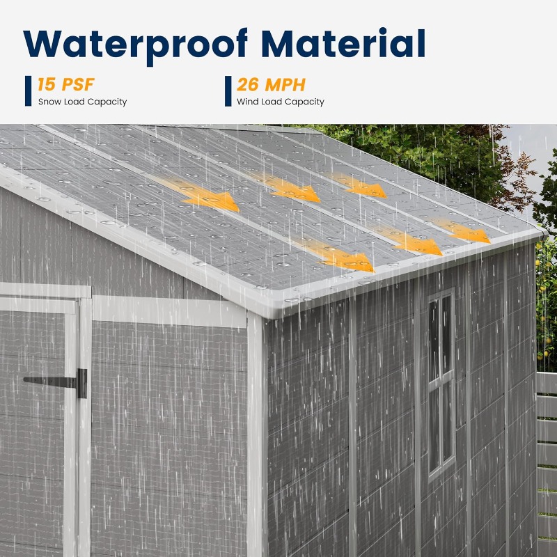 Storage Shed Resin Outdoor Garden Shed with Floor, Lockable Door Outdoor Storage, Patio Storage for Tools, Bike, Lawn