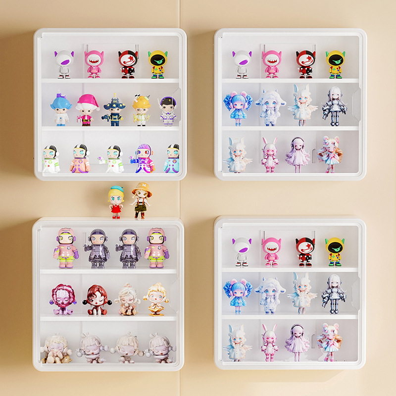 Wall Mounted Doll Blind Box Storage Rack Figurine Display Cabinet Dustproof Doll Display Organizer