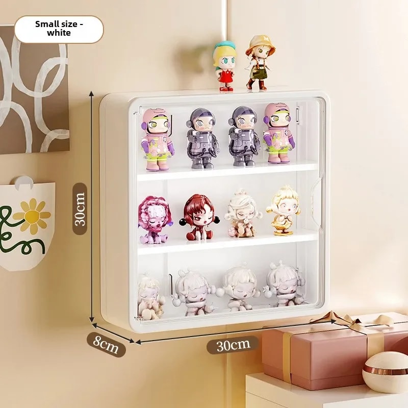 Wall Mounted Doll Blind Box Storage Rack Figurine Display Cabinet Dustproof Doll Display Organizer