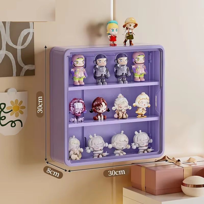 Wall Mounted Doll Blind Box Storage Rack Figurine Display Cabinet Dustproof Doll Display Organizer