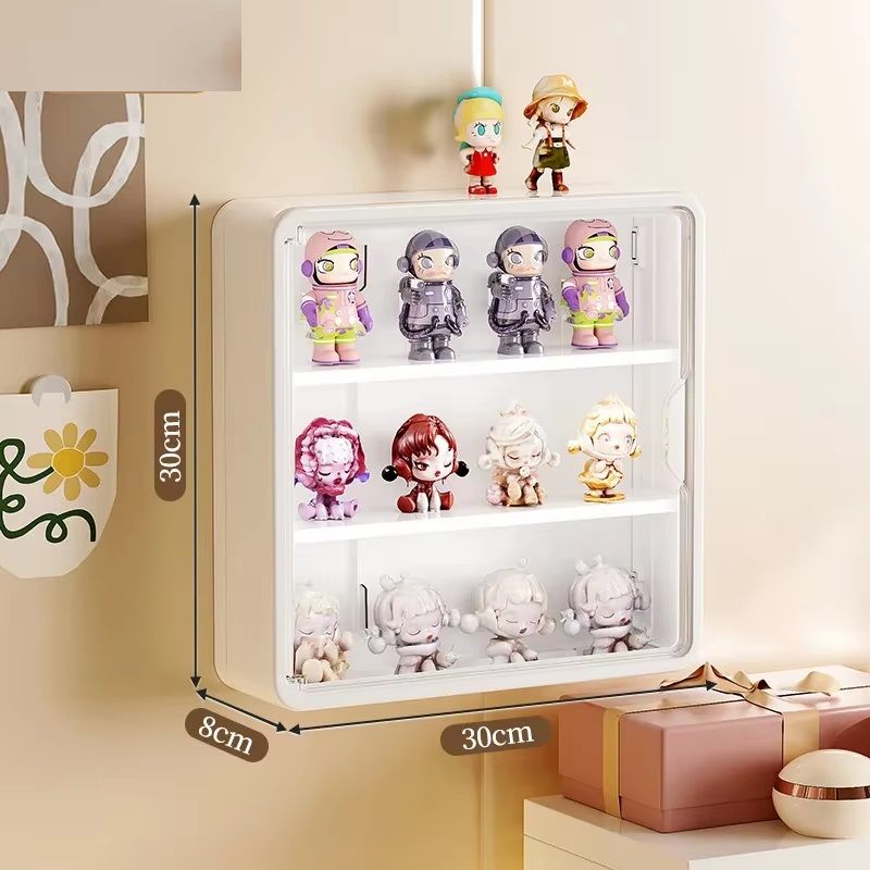 Wall Mounted Doll Blind Box Storage Rack Figurine Display Cabinet Dustproof Doll Display Organizer