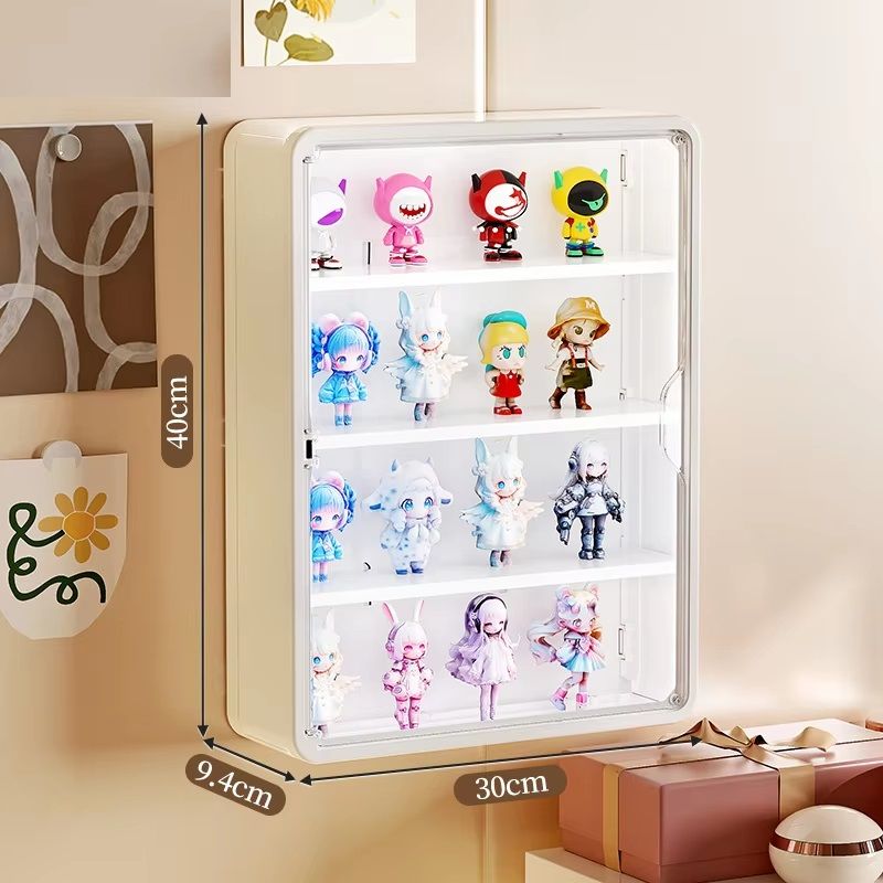 Wall Mounted Doll Blind Box Storage Rack Figurine Display Cabinet Dustproof Doll Display Organizer