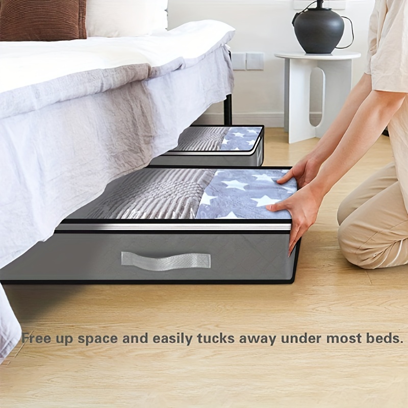 Dustproof Under Bed Storage Box, Reinforced Handles for Comforter, Bedding, Pillow, Blanket, Toys, Bedroom Accessories