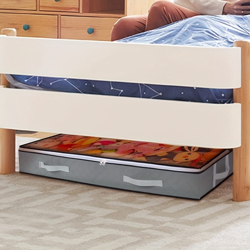 Dustproof Under Bed Storage Box, Reinforced Handles for Comforter, Bedding, Pillow, Blanket, Toys, Bedroom Accessories