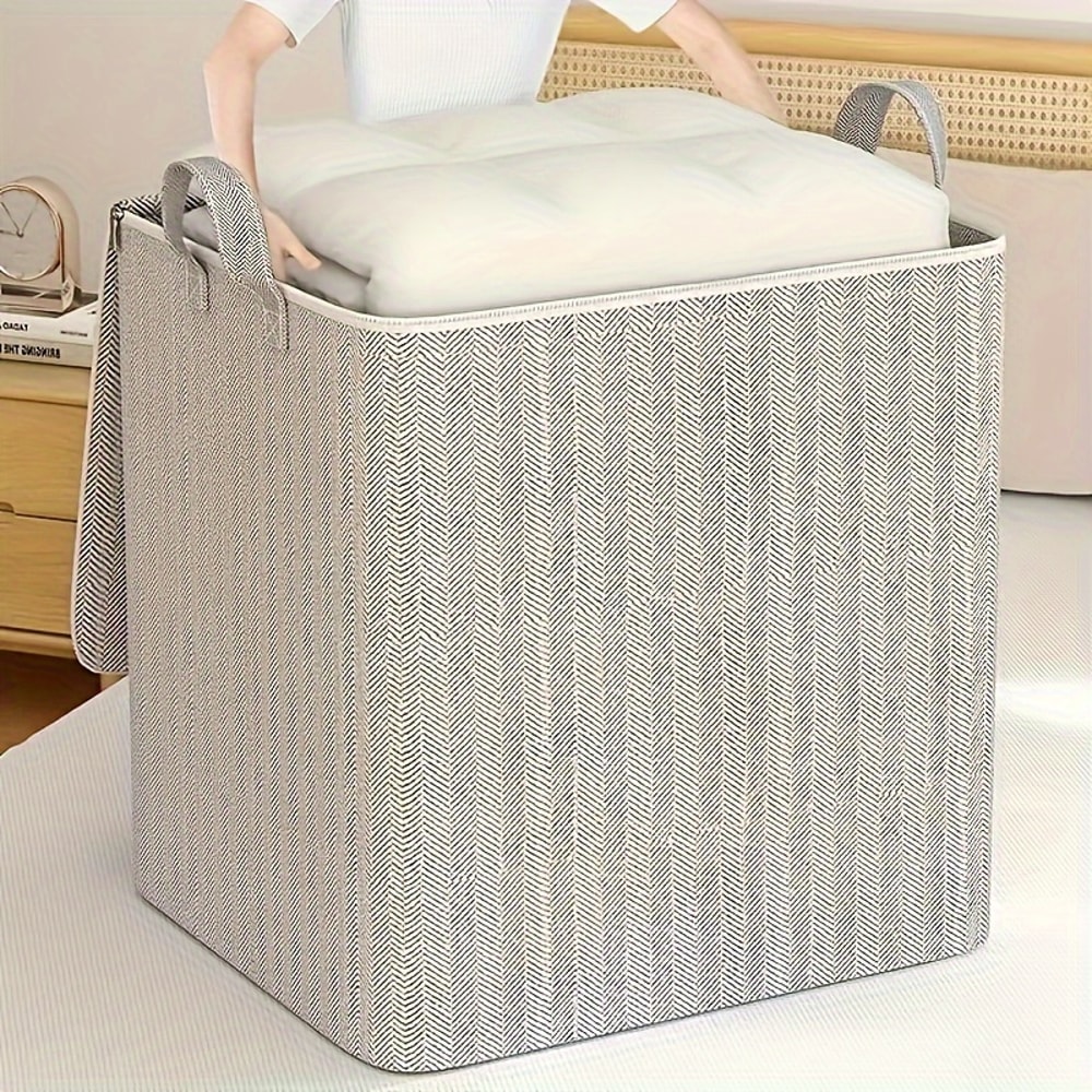 Extra Large Storage Box with Lid, Durable Space Saving Design for Clothes Bedding, Home Organization and Wardrobe Moving