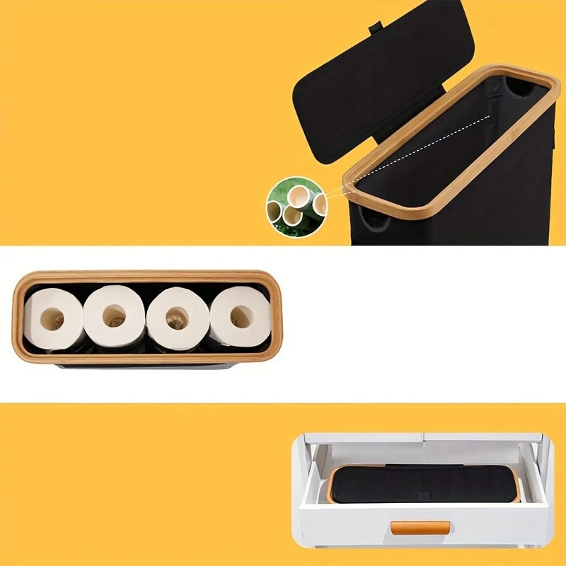 Bathroom Toilet Paper Storage Basket, Foldable Oxford Cloth Organizer With Cover, Tissue Holder, Bathroom Accessories