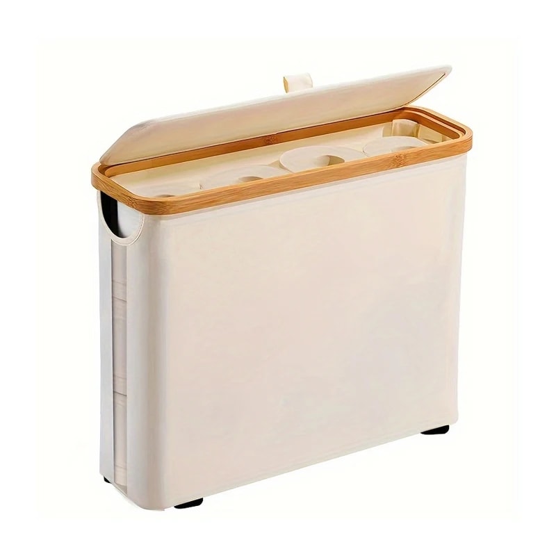 Bathroom Toilet Paper Storage Basket, Foldable Oxford Cloth Organizer With Cover, Tissue Holder, Bathroom Accessories
