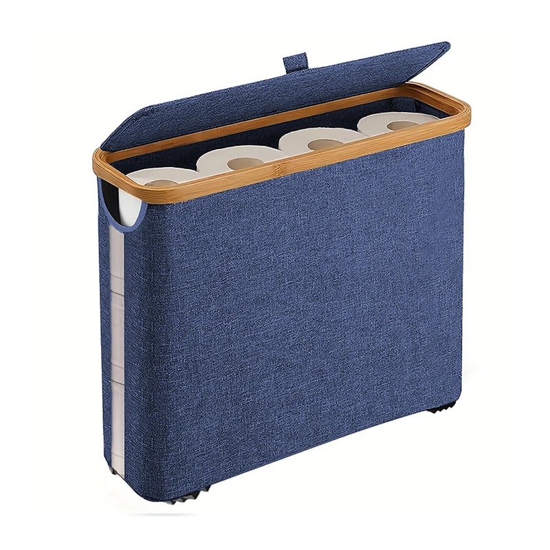 Bathroom Toilet Paper Storage Basket, Foldable Oxford Cloth Organizer With Cover, Tissue Holder, Bathroom Accessories