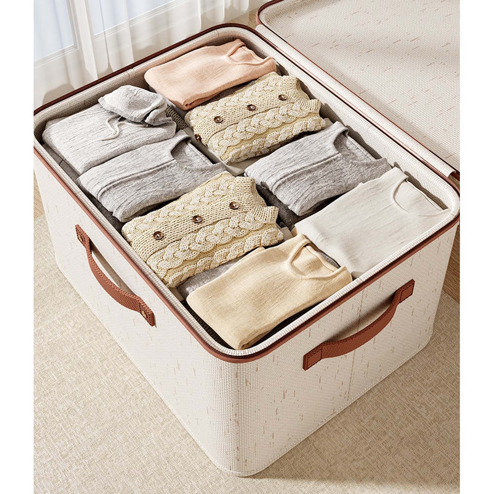 Large Household Storage Box Heavyduty Hard Shell Organizer Box For Clothes Toys Blankets Cotton Lin 0
