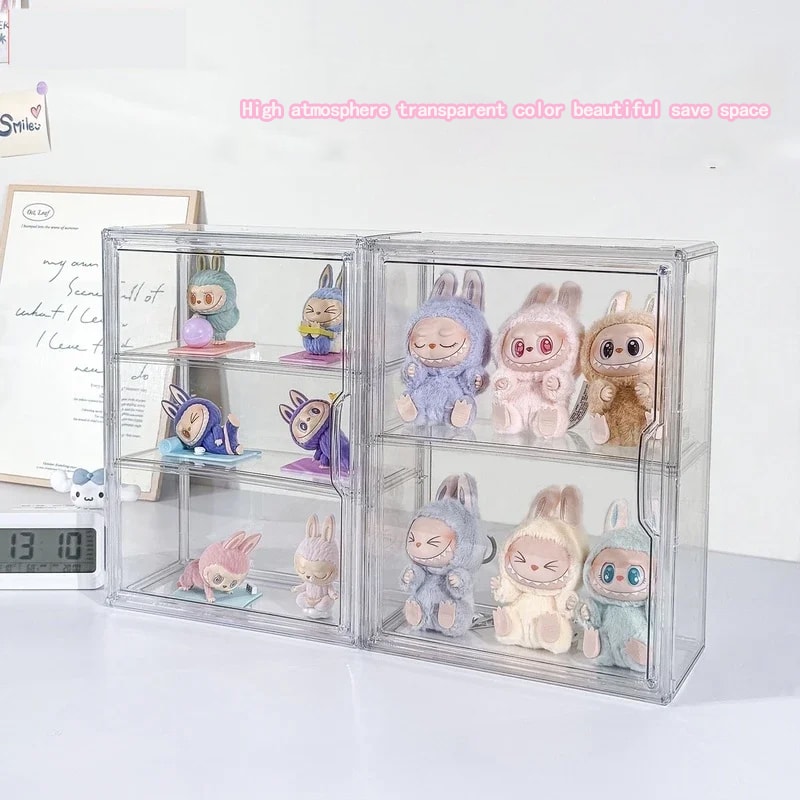New Labubu Storage Box Transparent Acrylic Display Boxes Dustproof Doll Figure Organizer Blind Box 3