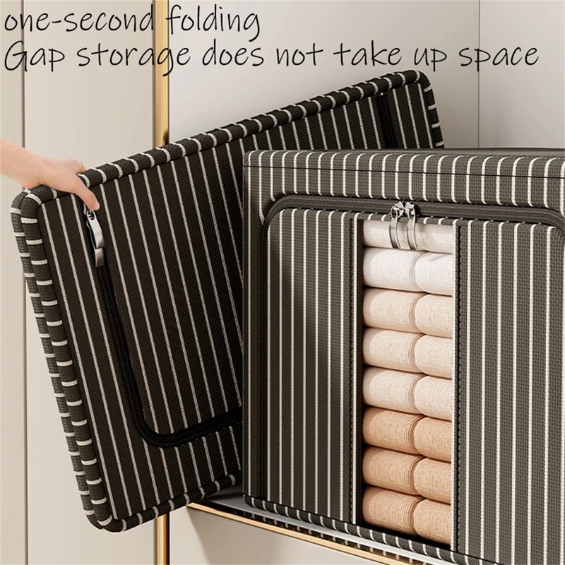 Large Capacity Storage Box Portable Clothes Organizer With Handles Foldable Dustproof Quilt Zipper 2