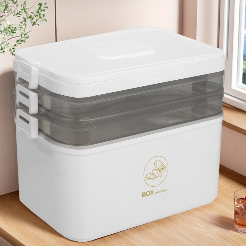 Portable Medicine Box Large Capacity First Aid Kit Multilayer Drug Storage Case For Family Emergenc