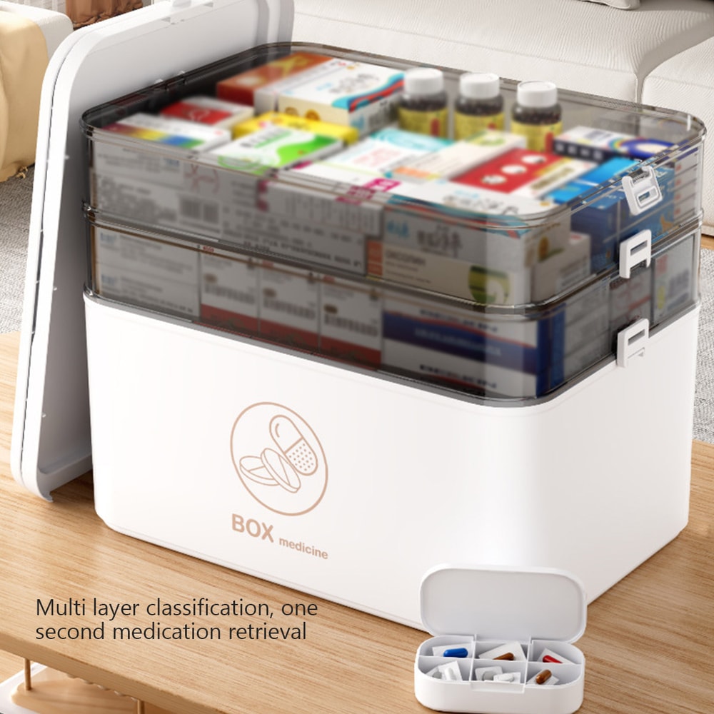 Portable Medicine Box Large Capacity First Aid Kit Multilayer Drug Storage Case For Family Emergenc