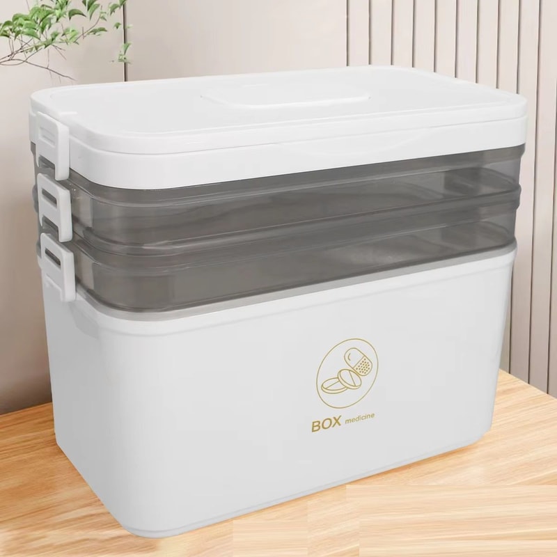 Portable Medicine Box Large Capacity First Aid Kit Multilayer Drug Storage Case For Family Emergenc 0