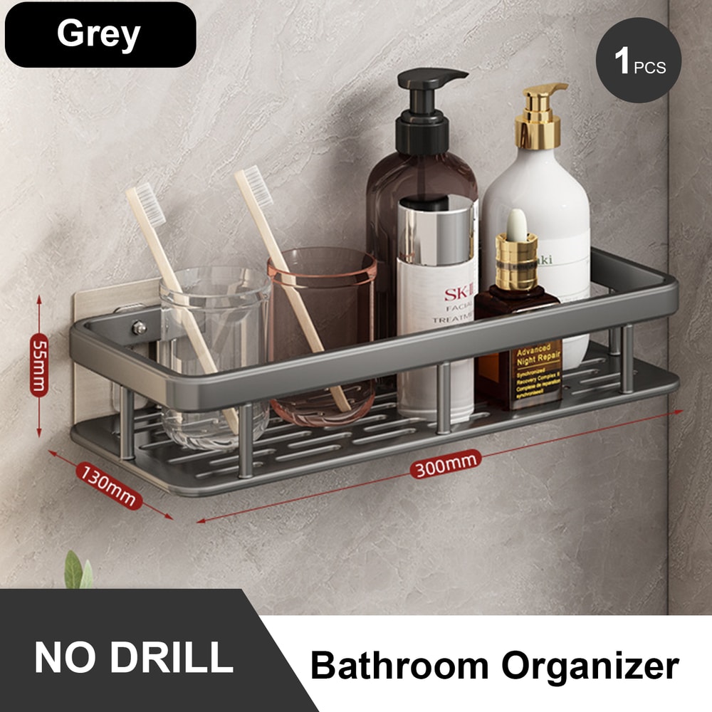 Stainless Steel Bathroom Storage Rack Anti Rust Shower Rack Suction Cup Storage Rack For Household 5