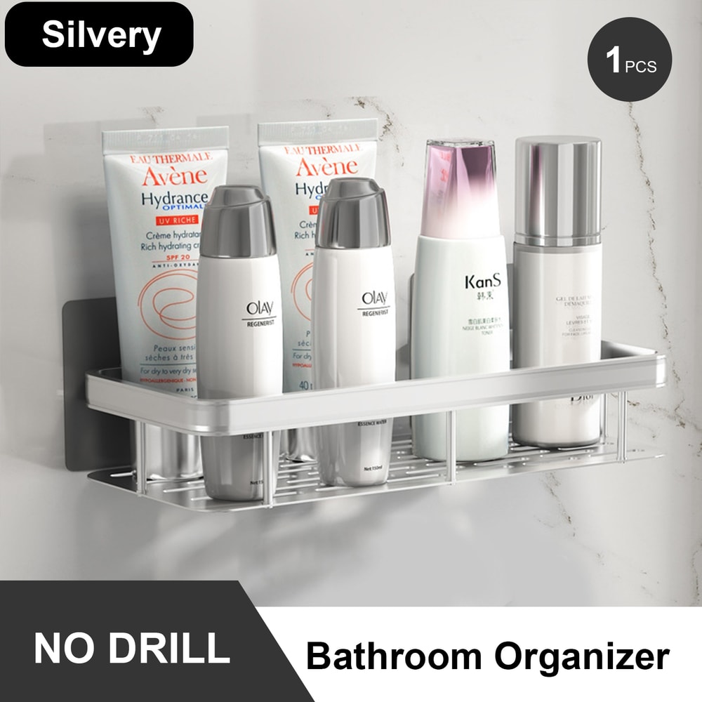 Stainless Steel Bathroom Storage Rack Anti Rust Shower Rack Suction Cup Storage Rack For Household 6