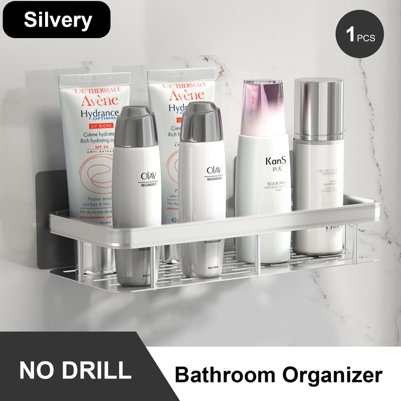 Stainless Steel Bathroom Storage Rack Anti Rust Shower Rack Suction Cup Storage Rack For Household 6