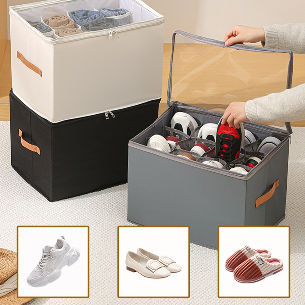Multiple Lattices Shoes Storage Box, Foldable Separated Shoes Box, Large Capacity, Shoe Dispenser, Shoes Organizer