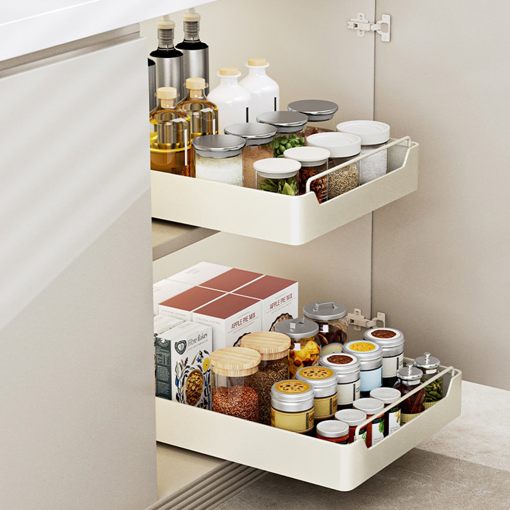 Kitchen Storage Rack Slide Rail Pullout Storage Box Nail Free Installation High Temperature Extende 3
