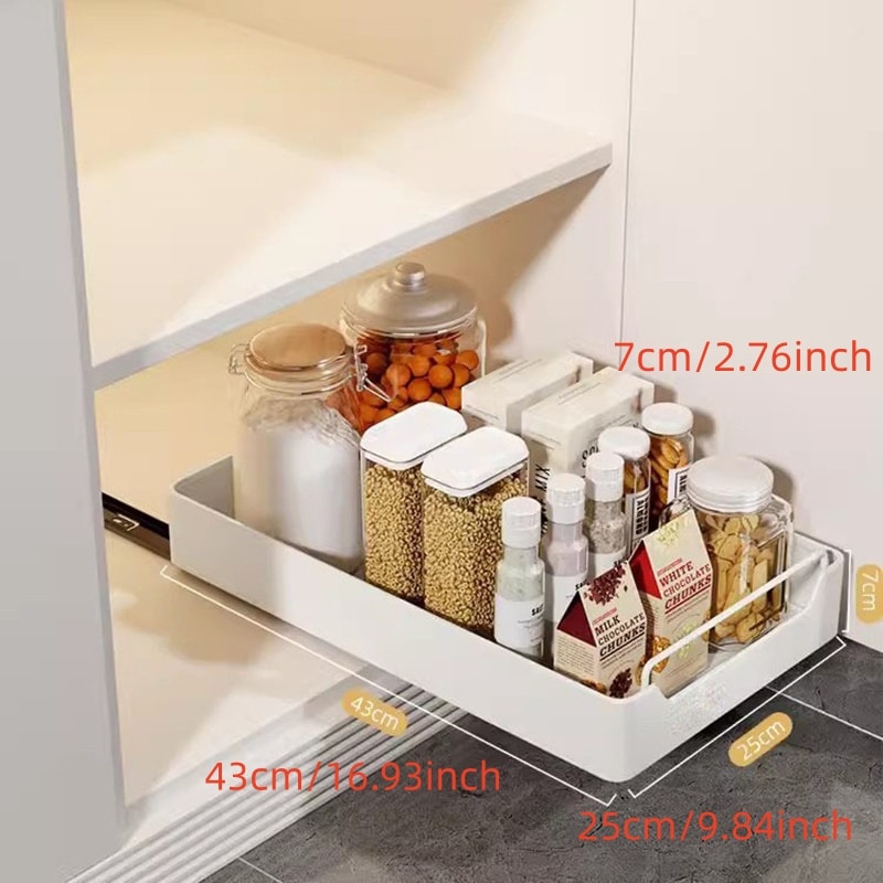 Kitchen Storage Rack Slide Rail Pullout Storage Box Nail Free Installation High Temperature Extende 5