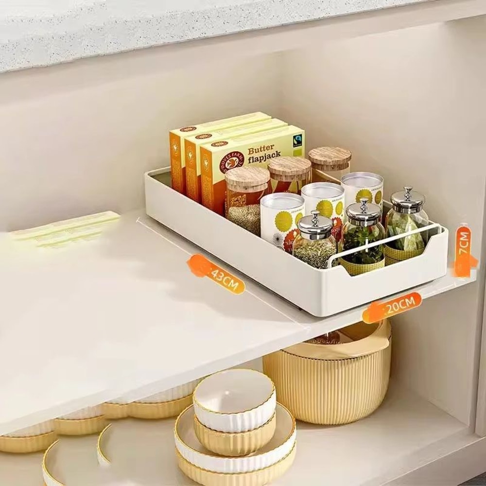 Kitchen Storage Rack Slide Rail Pullout Storage Box Nail Free Installation High Temperature Extende 6