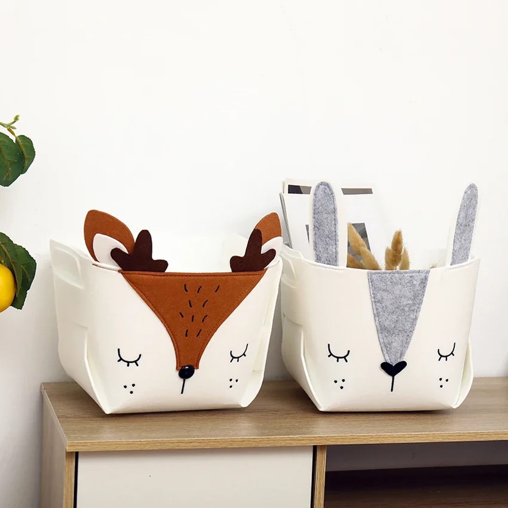 Cute Cartoon Animal DIY Storage Box Felt Fabric Foldable Storage Basket For Nursery Toys Organizers 1