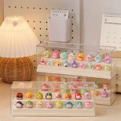 mini ornaments storage display stand, transparent dust-proof figure display cabinet, small doll storage box