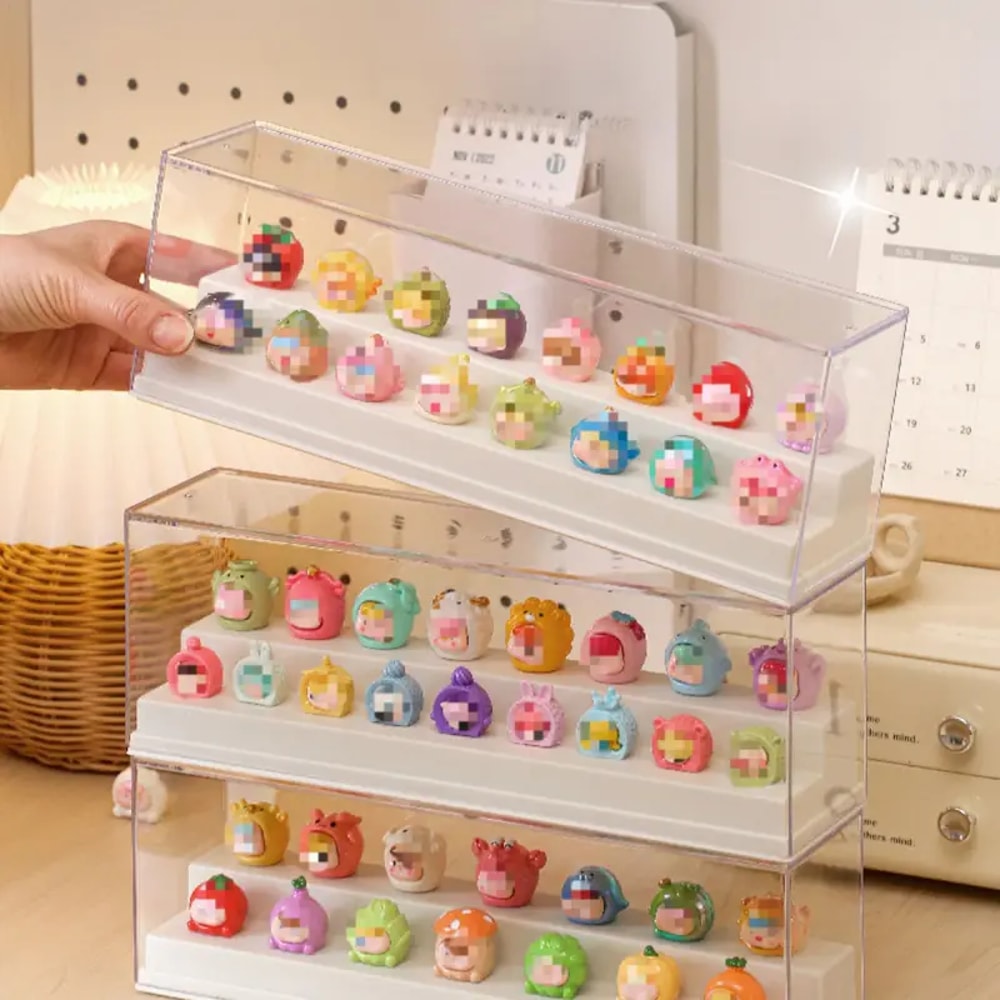Mini Ornaments Storage Display Stand, Transparent Dust-proof Figure Display Cabinet, Small Doll Storage Box