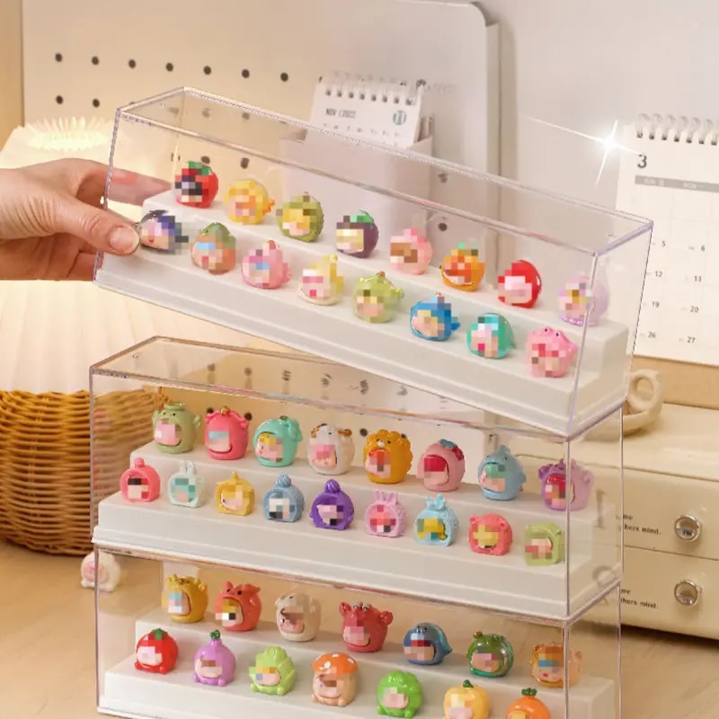 Mini Ornaments Storage Display Stand, Transparent Dust-proof Figure Display Cabinet, Small Doll Storage Box